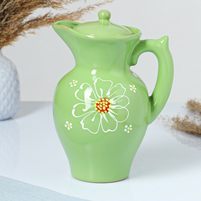 фото Псковский гончар Кувшин "Дачный" 1 л / 22,5х13,5см, ромашка зеленая