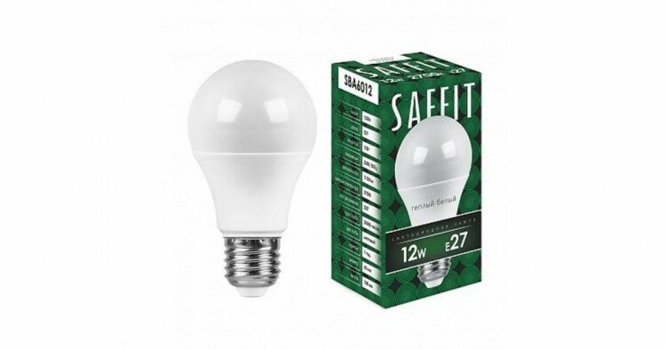 Светодиодная LED лампа SAFFIT A60 E27(е27) 12W(Вт) матовая 4000K 1100lm 60x112 220V SBA6012 55008