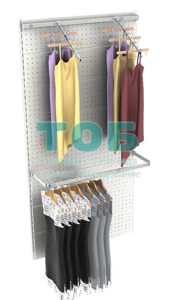 Настенная система для торговли одеждой METAL с задней стенкой и комби- нированными поручнями шириной 1000 мм №3