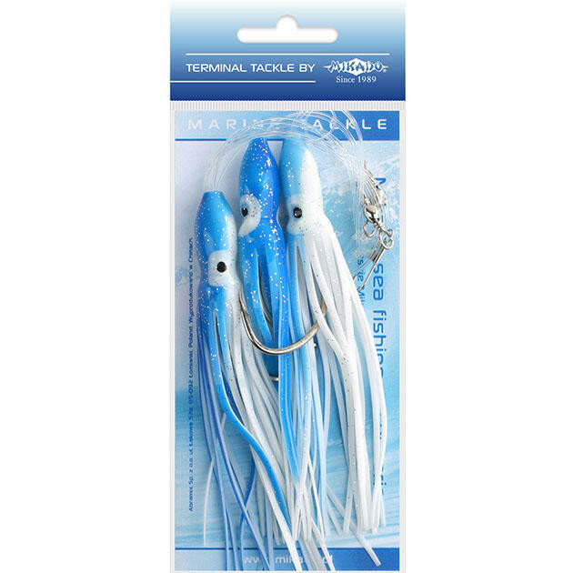 Морская оснастка Mikado OCTOPUS RIG 12 см, крючок № 7/0 (3шт.) BLUE/WHITE