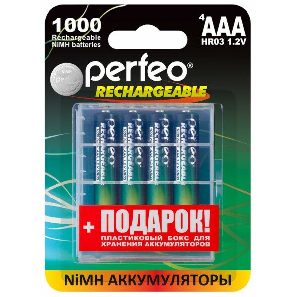 аккумулятор AAA - Perfeo 1000 mAh PF Aaa1000/4bl+box (4 штуки) 0363 .