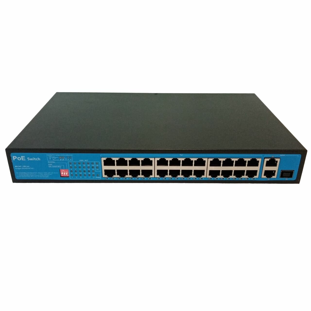 Коммутатор HTV-POE2026D-1SFP 24 портовый POE 10/100 +2 Uplink+1SFP, Watchdog, Vlan, Extend 250m