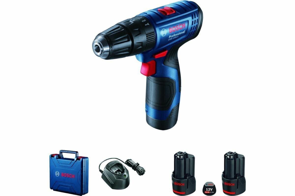 Шуруповерт Bosch GSB 120-LI Professional 06019G8100 (с 2-мя АКБ, кейс)