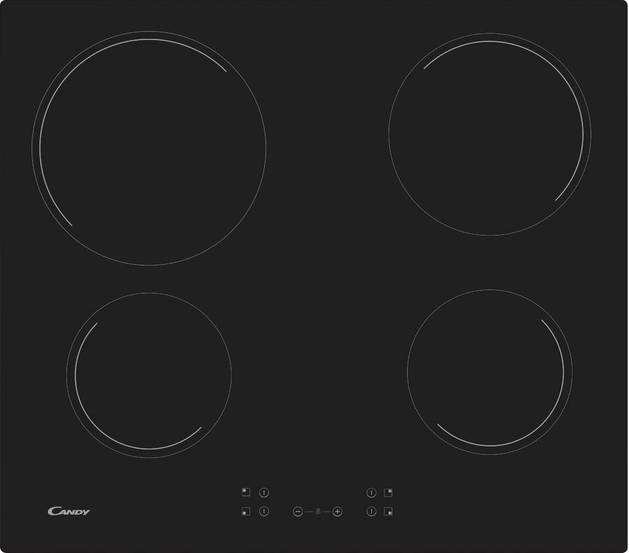 Электрическая варочная панель Candy CH64CCB/4U2, Hi-Light, независимая, черный