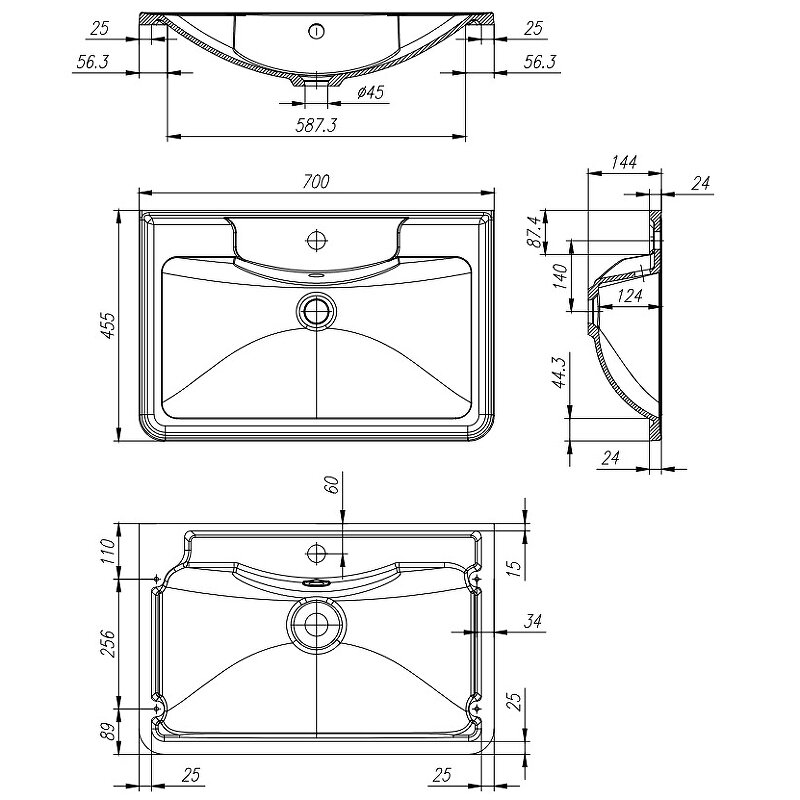 Раковина BelBagno 70 BB700/455-LV-MR-ALR Белая - фотография № 5