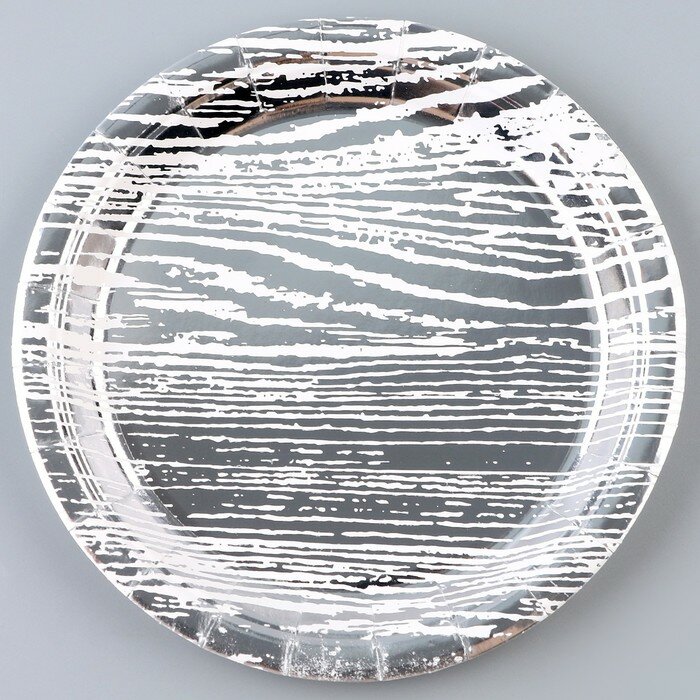 Тарелка бумажная «Полосы», в наборе 6 шт., цвет серебро - фотография № 1