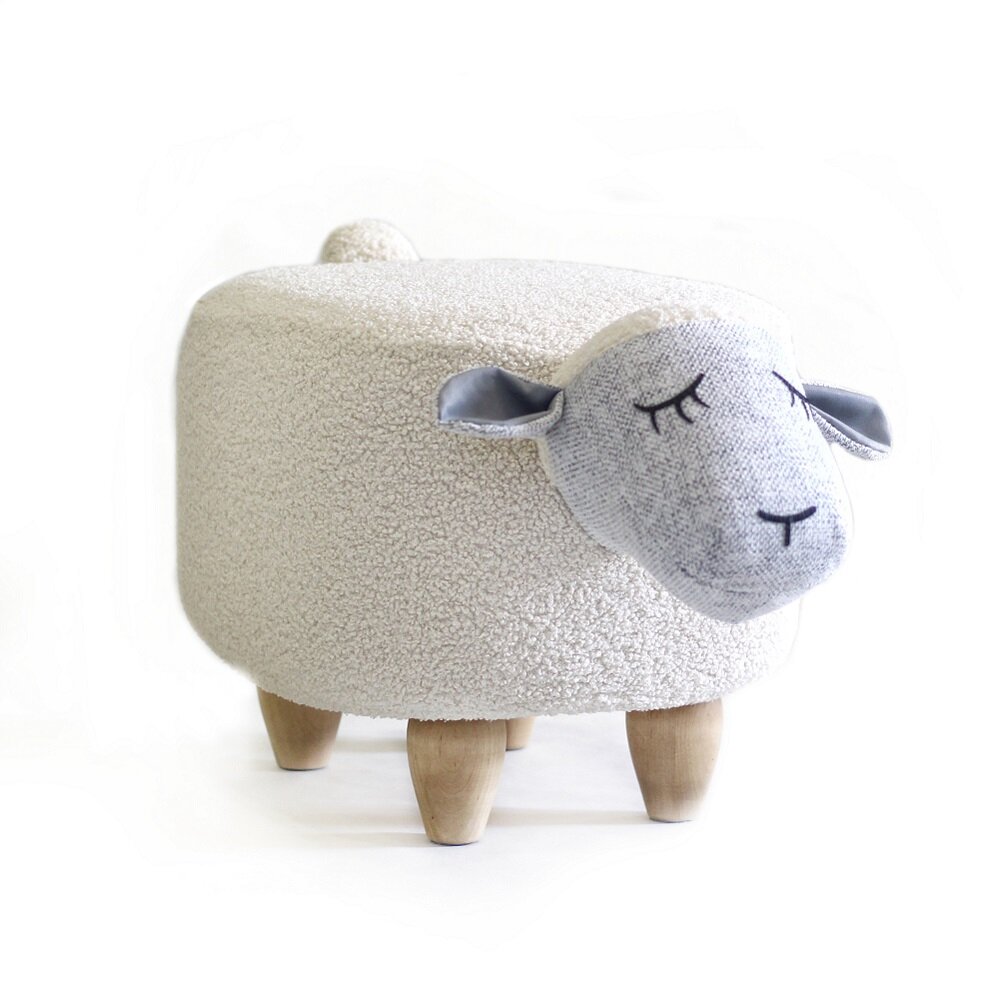 Детский пуф-животное овечка кремовая - фотография № 1