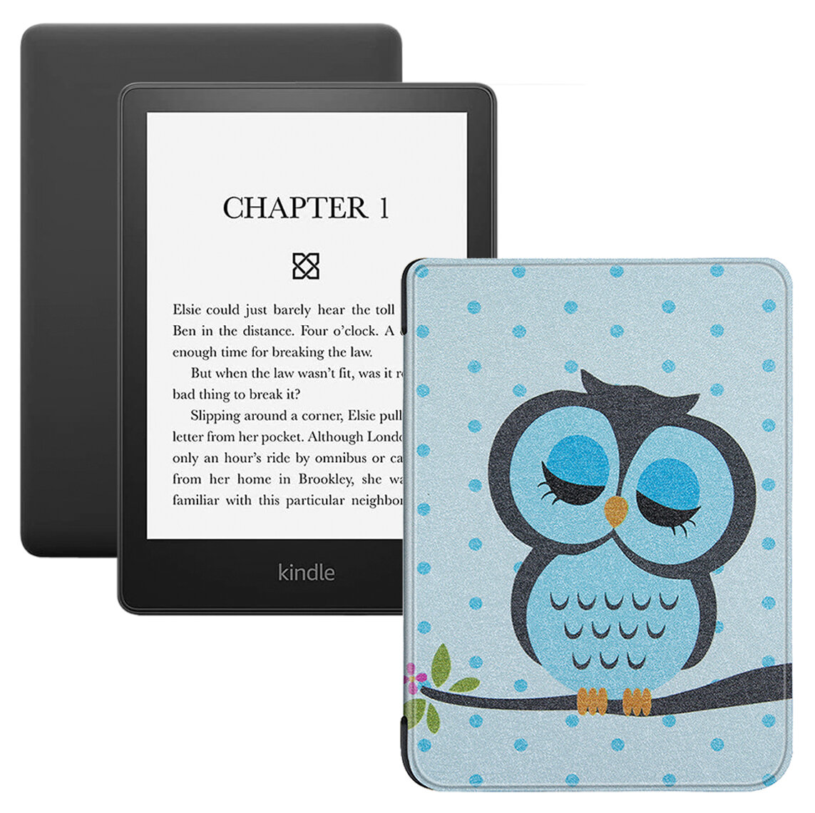 Электронная книга Amazon Kindle PaperWhite 2021 16Gb black Ad-Supported с обложкой ReaderONE PaperWhite 2021 Owl