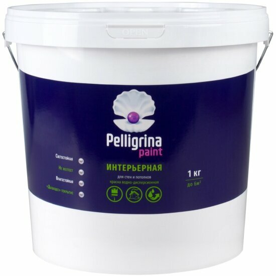 фото Интерьерная краска для стен и потолков Pelligrina Paint , акриловая, белоснежная, 25 кг