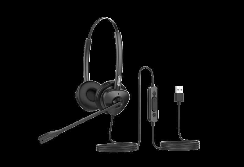 Fanvil HT302-U Fanvil USB Headset Leather cushions 260° bendable boom arm Dual Color LED Indicator Supports ENC technology Noise Cancellation US