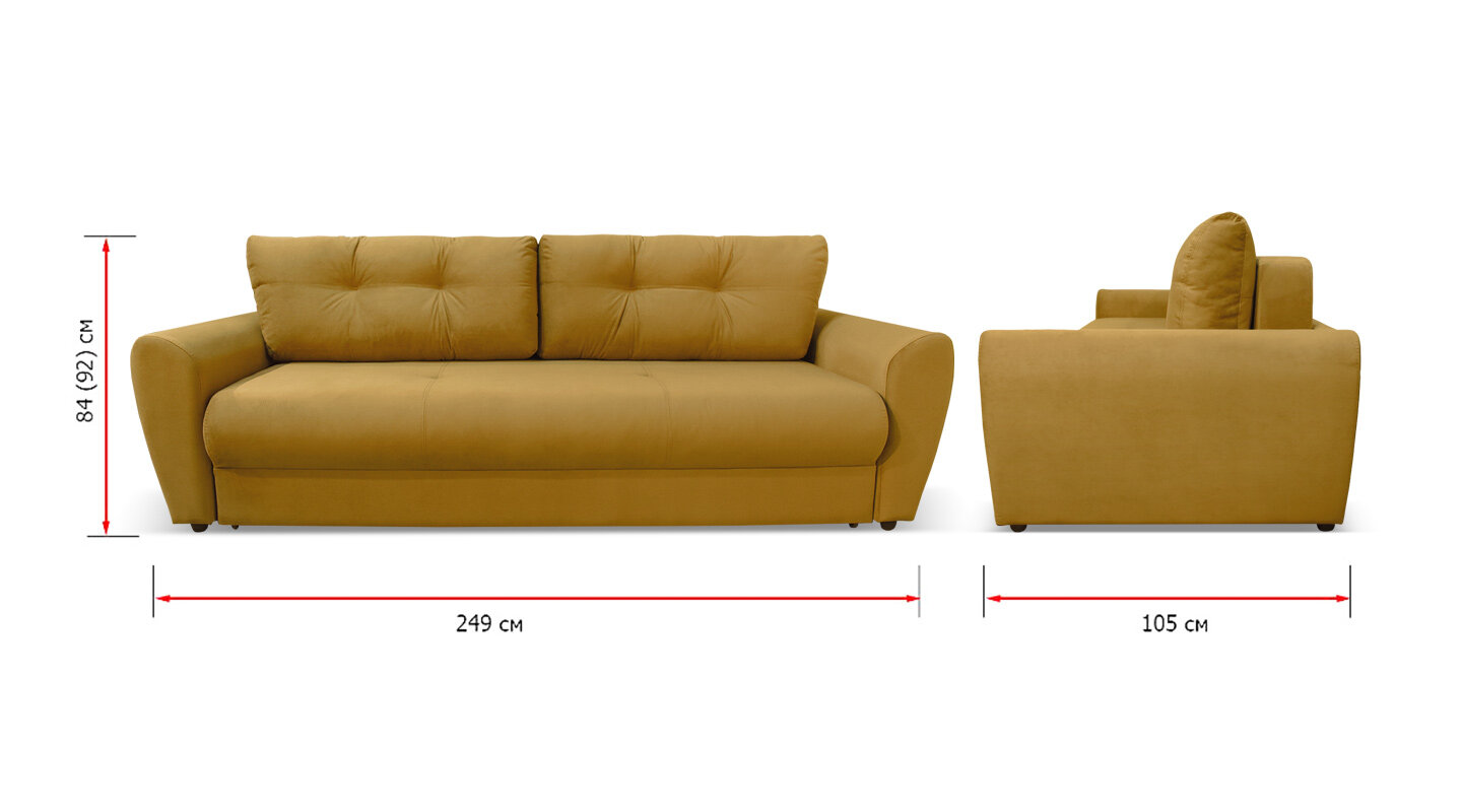 Прямой диван Амстердам 249х105х92 см, механизм еврокнижка - фотография № 5