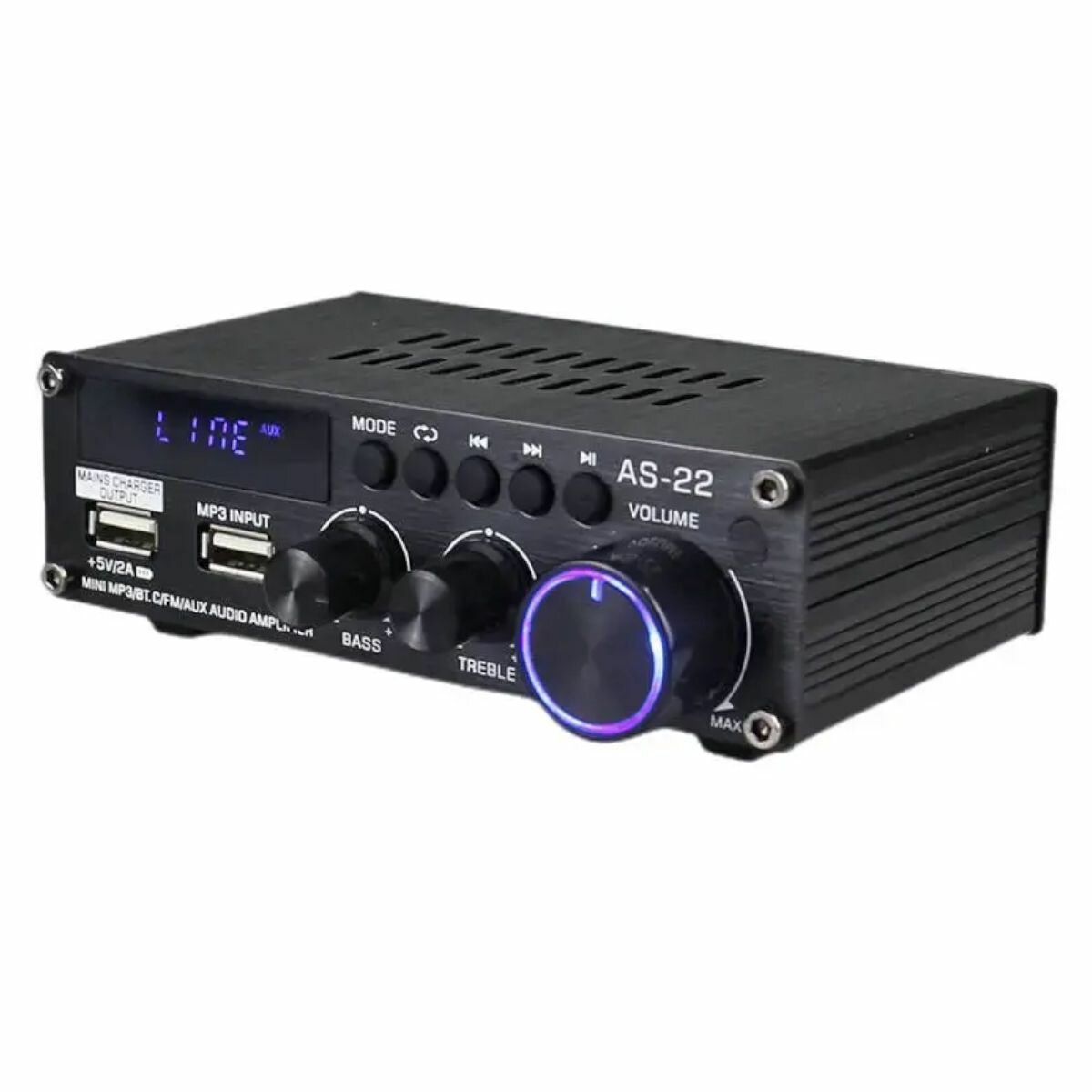 Аудиоусилитель цифровой BlitzWolf AS-22 45 Вт, Bluetooth 5.0, USB + пульт дистанционного управления, черный