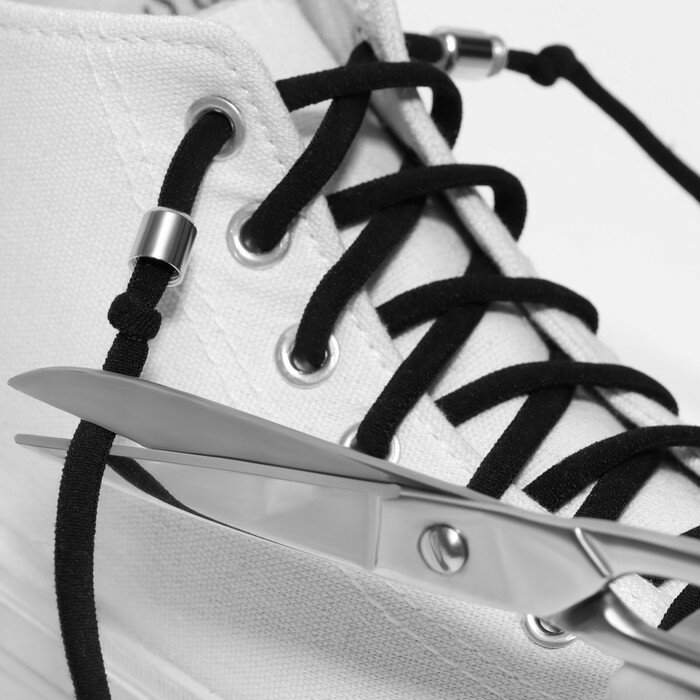 Шнурки для обуви, пара, плоские, с фиксатором, эластичные, 6 мм, 100 см, цвет бежевый - фотография № 9