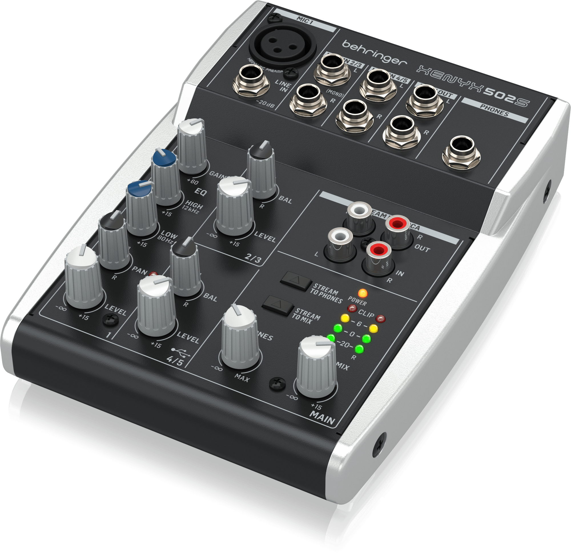 BEHRINGER XENYX 502S микшерный пульт 5 входов 2 шины выходов USB-интерфейс