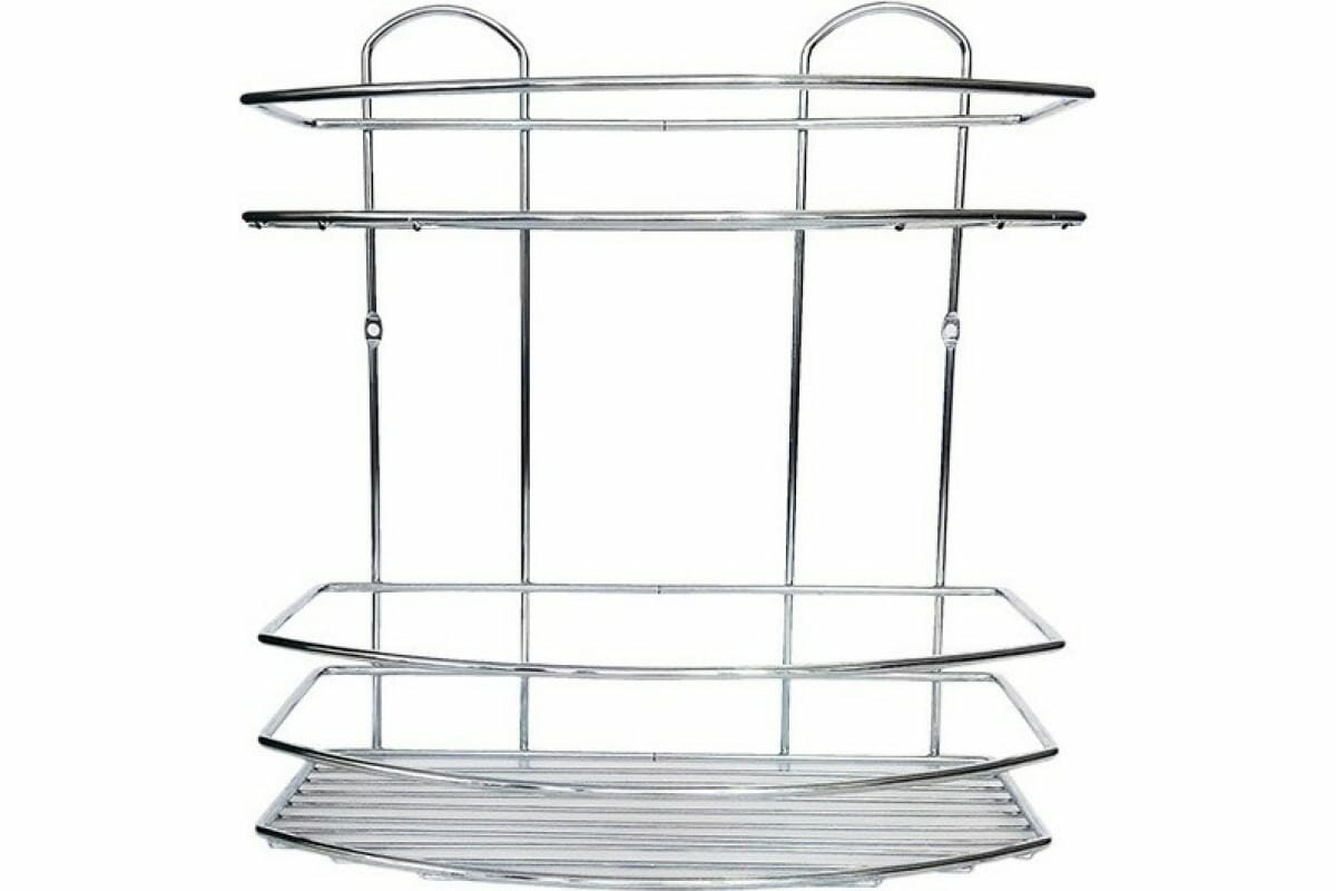 фото Полка для ванной РемоКолор овал 2 яруса гальваника цинк,цвет хром, (67-0-660)