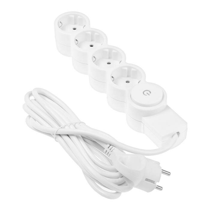 фото Удлинитель Duwi, 4 розетки, 3 м, 10 А, 2200 Вт, ПВС 3х0.75 мм2, с з/к, со шторками, белый