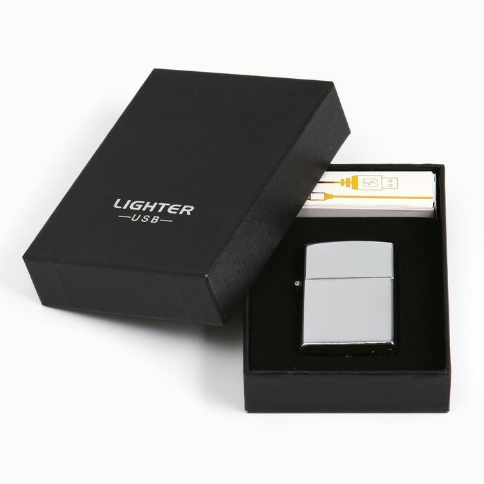 Зажигалка электронная, дуговая, USB, 5.6 х 3.8 х 1.3 см, хром, упаковка микс - фотография № 7