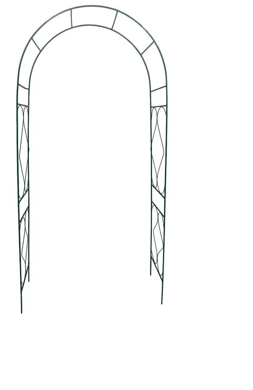 Арка садовая металлическая для растений (для сада) Ромб-3 разборная зелёная, 240х110х40см., труба d=10 - фотография № 1