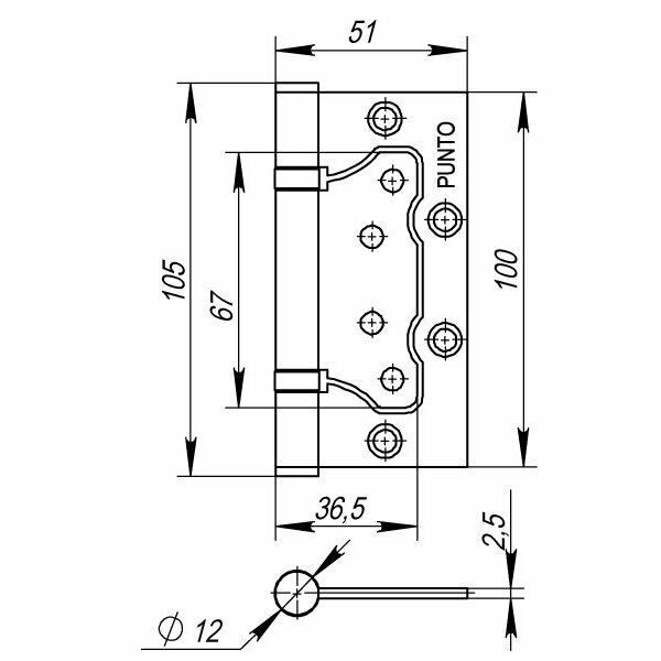 Дверная ручка VESTA QR SN/CP-3 матовый никель/хром Punto (Пунто) с защелкой магнитной ML-50 и 2 универсальные врезные петли 4B - фотография № 13