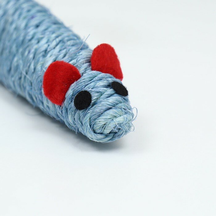 Игрушка сизалевая "Длинная мышь", 14,5 см, синяя - фотография № 2