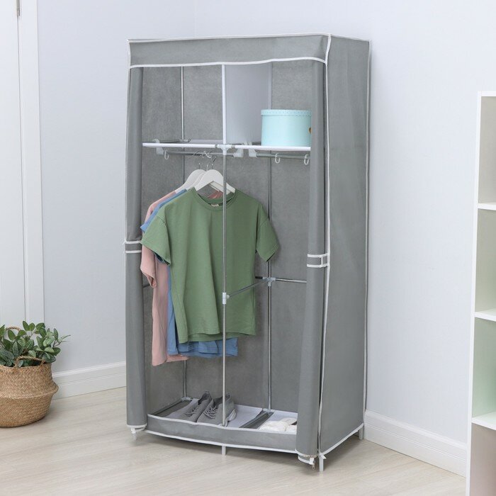 Шкаф тканевый каркасный, складной LaDо́m, 83×45×160 см, цвет серый - фотография № 7