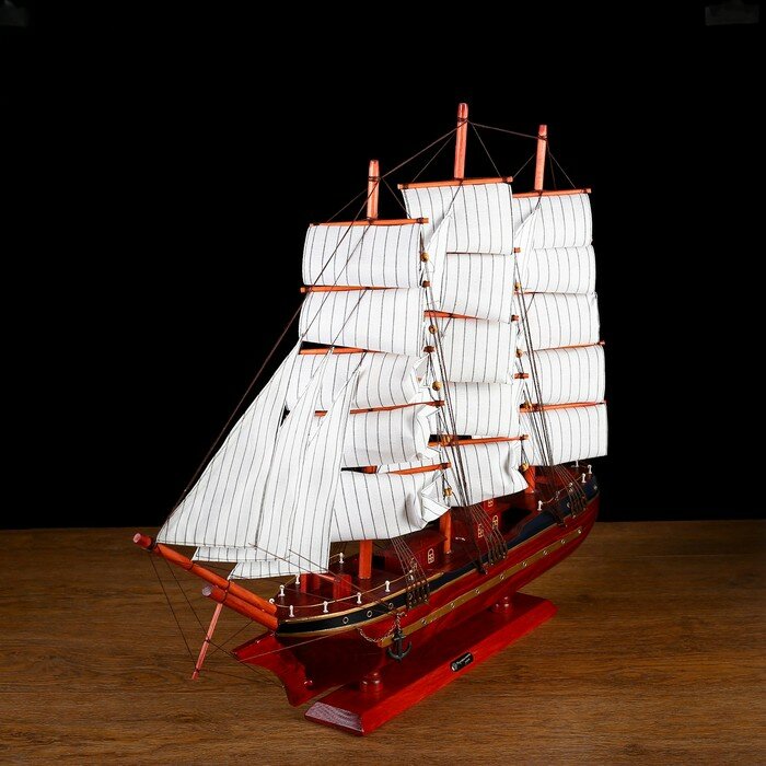 Корабль сувенирный большой «Гайрет», борта красное дерево, паруса белые, 82×13×62 см - фотография № 3