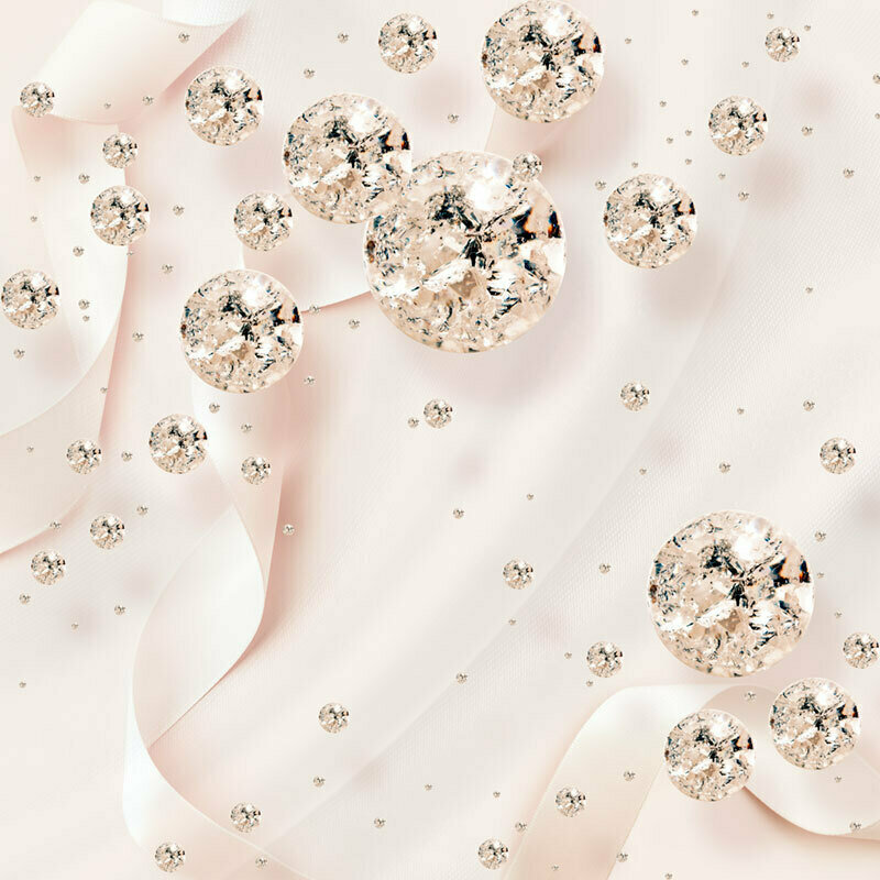 Моющиеся виниловые фотообои Бриллианты на светлом фоне 3D 300х300 см