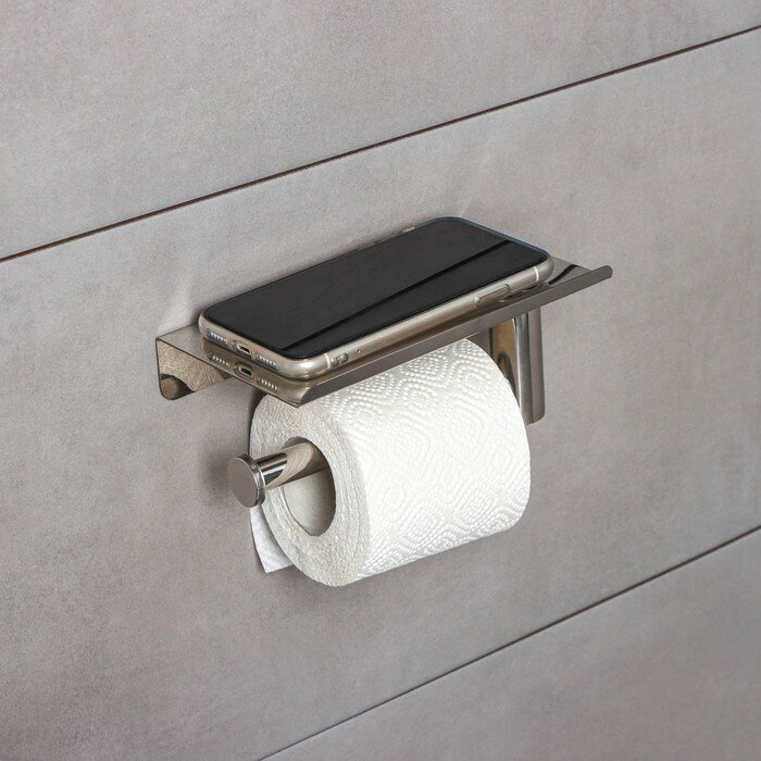 Держатель для туалетной бумаги с полочкой, 18×10×9 см - фотография № 4