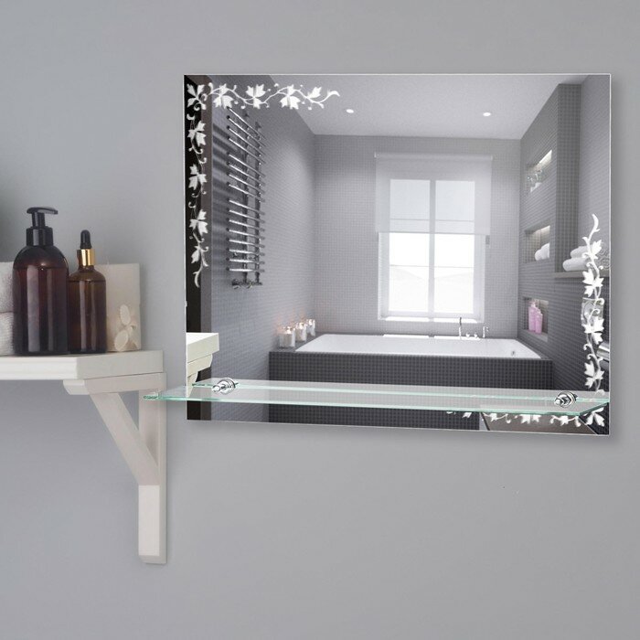 Зеркало настенное с полочкой 60×45 см