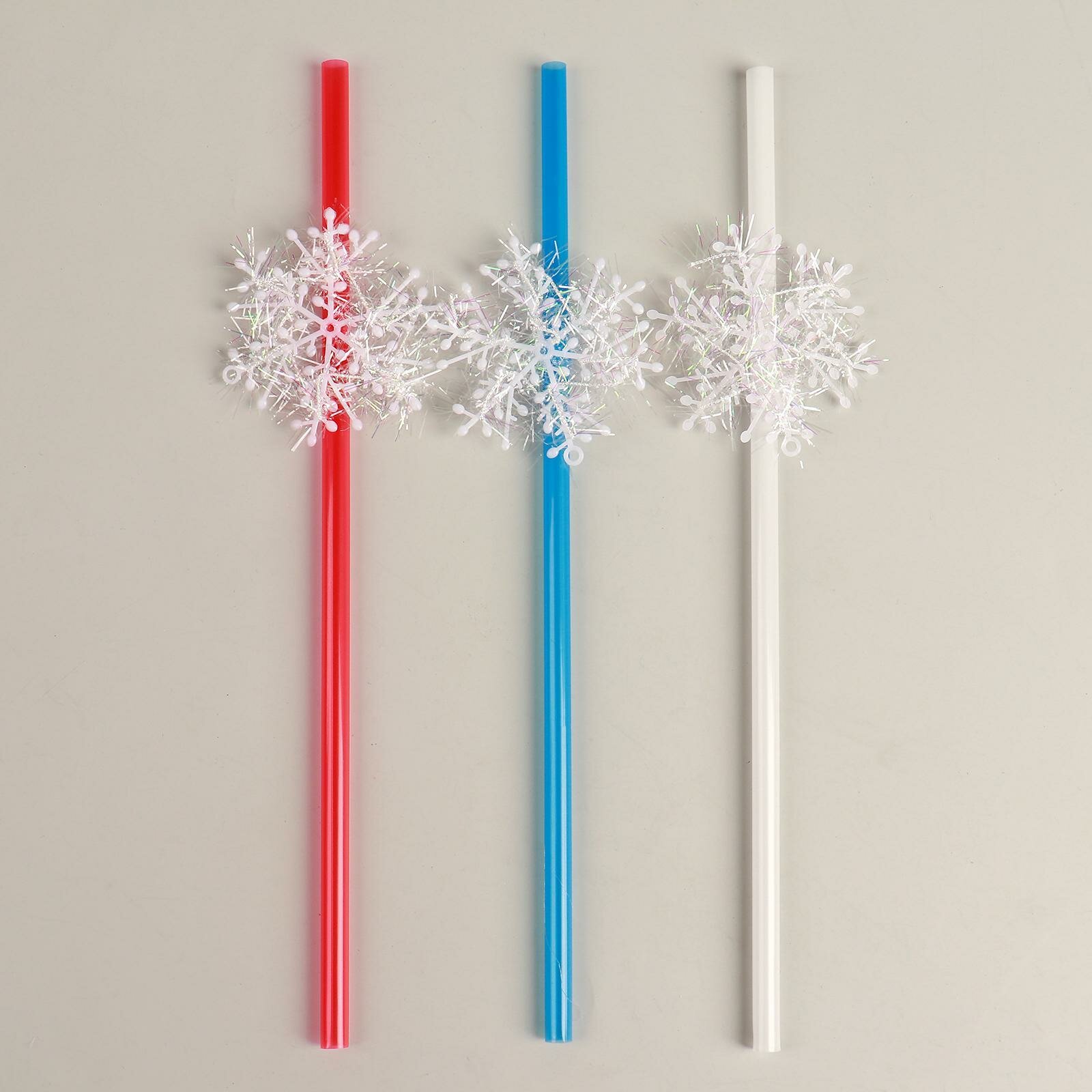 Трубочки для коктейля «Снежинки», набор, 6 шт., цвет микс - фотография № 3