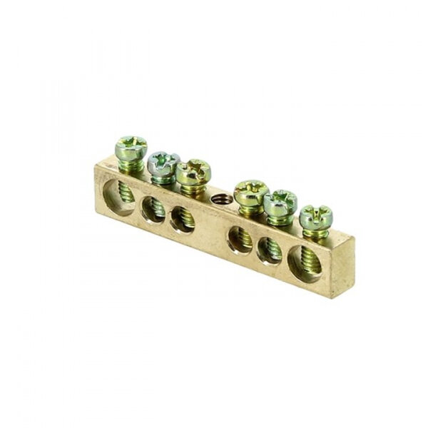 фото EKF PROxima Шина PEN "ноль-земля" (6x9мм) 6 отверстий латунь крепеж по центру