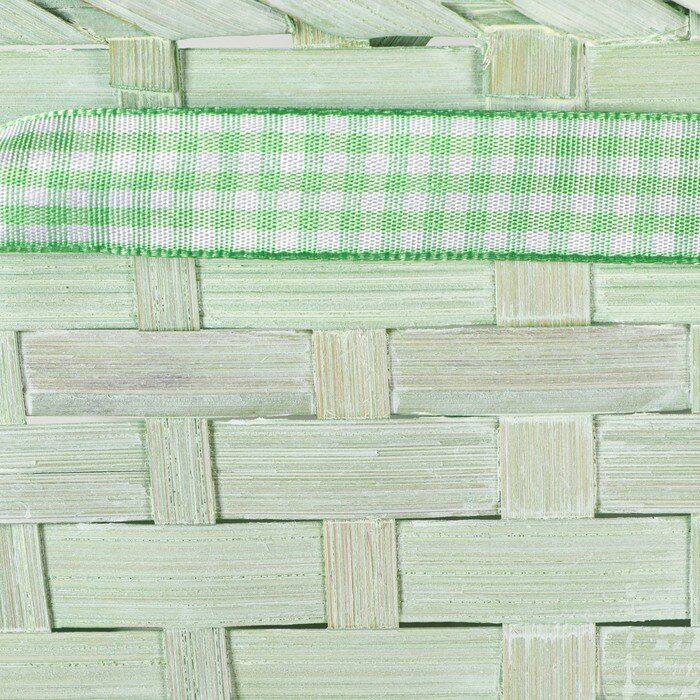 Корзина плетеная с бантиком, бамбук, зеленый, 20х20х10 см - фотография № 5