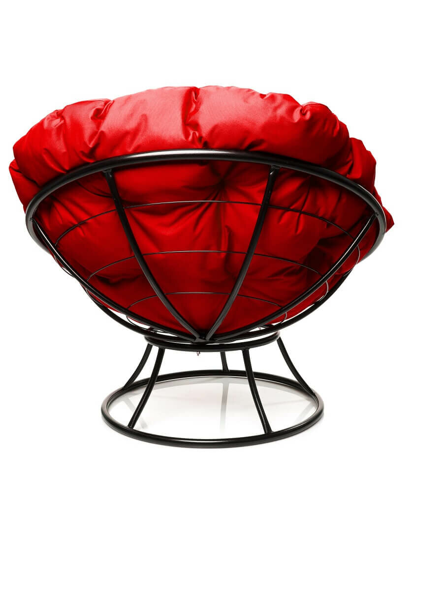 Кресло "Папасан" без ротанга чёрное / красная подушка M-Group - фотография № 2