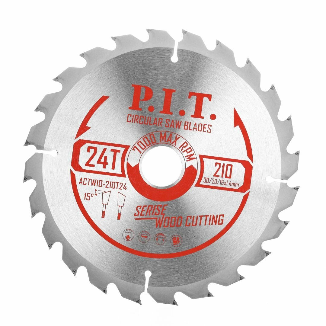 Диск пильный P.I.T. 210x30/20/16x14 мм 24T(ACTW10-210T24)