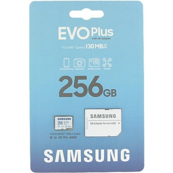 Samsung Карта памяти 256ГБ Samsung EVO Plus MB-MC256KA/KR microSD XC UHS-I + адаптер