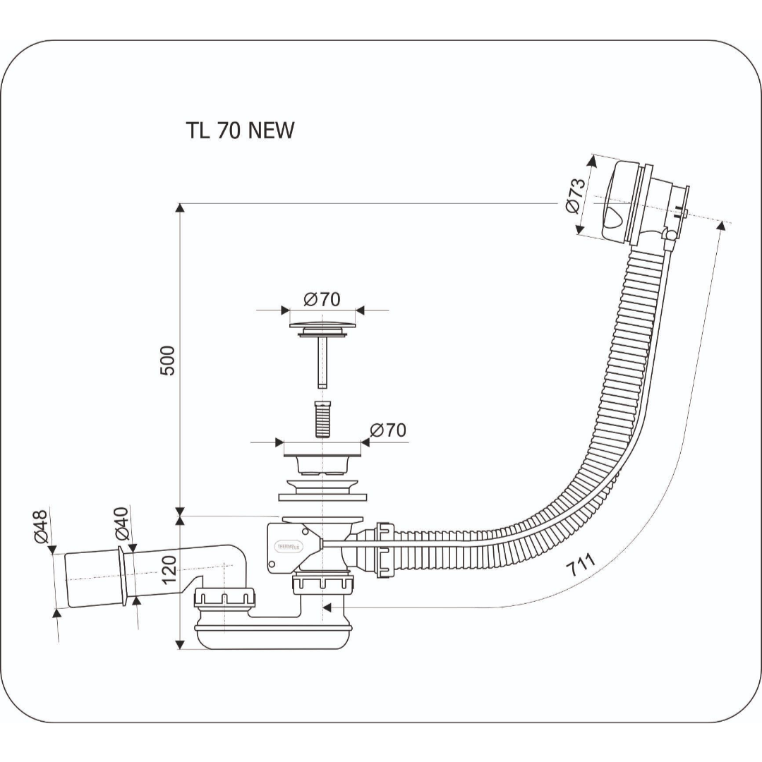 Сифон для ванны полуавтомат Thermolux TL70 NEW - фотография № 2