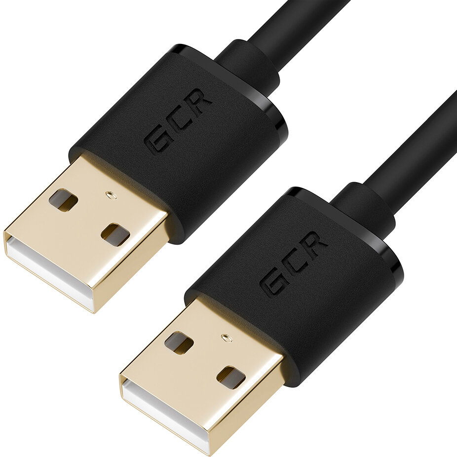 GCR Кабель 3.0m USB 2.0, AM/AM, черный, позолоченные контакты, 28/28 AWG, экран, армированный, морозостойкий Кабель Greenconnect 3 м (GCR-UM5M-BB2SG-3.0m)