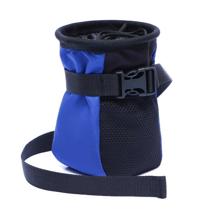 Дрессировочная сумочка для лакомств с ремнем для крепления на пояс, синяя - фотография № 1