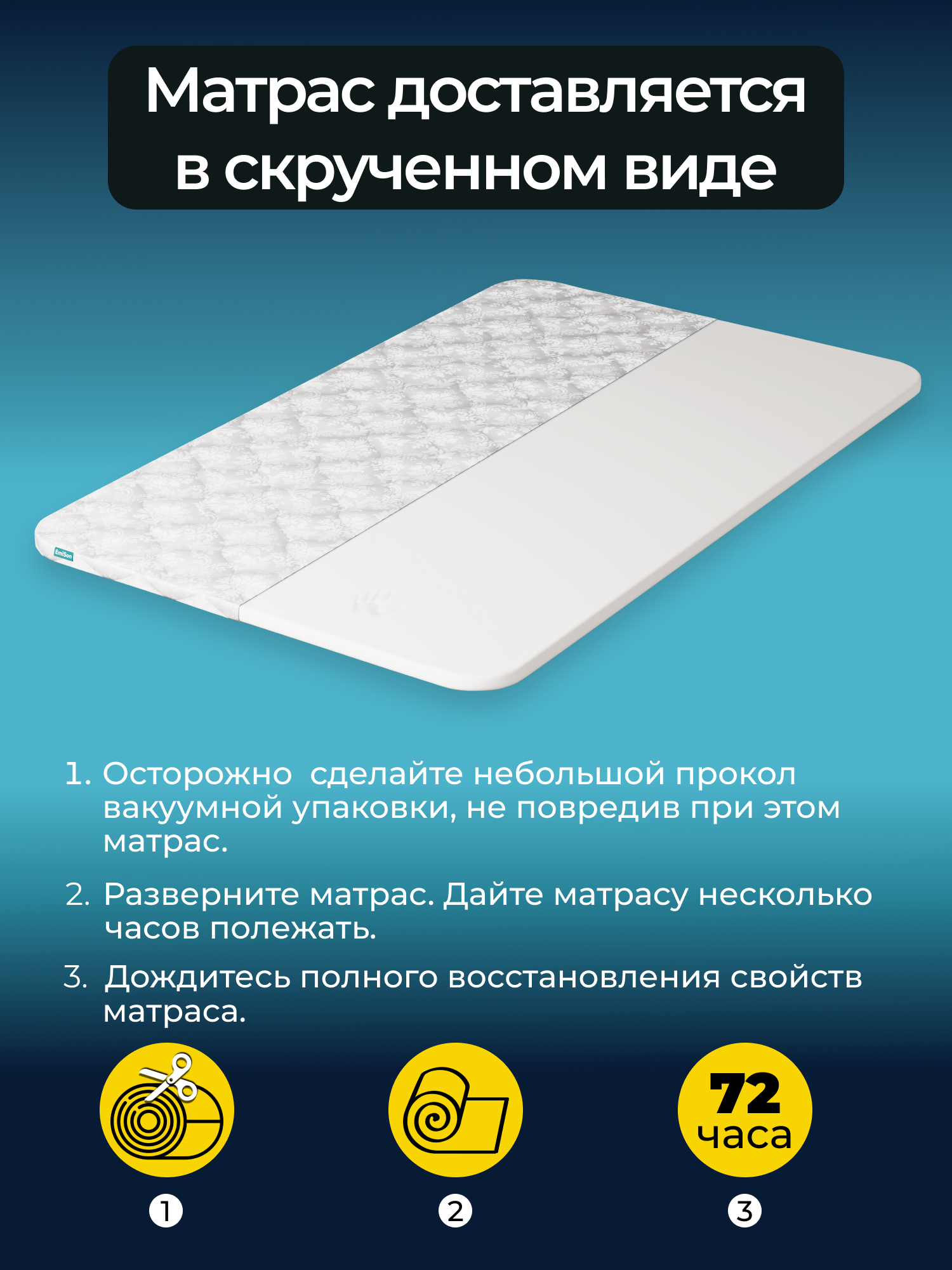 Тонкий матрас Topper Memory (Топпер) Emison 90х200 - фотография № 5