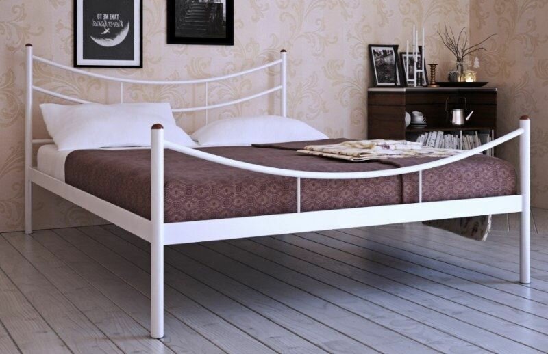Кровать двуспальная "Luna" | 160х200 | металлическое основание | Белый