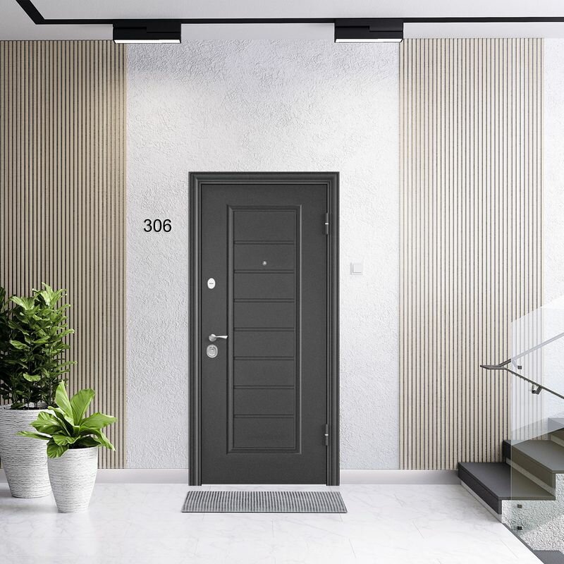 Дверь входная для квартиры Torex Flat L 950х2050 правый, тепло-шумоизоляция антикоррозийная защита, замки 4-го и 2-го класса защиты, темно-серый/белый - фотография № 3