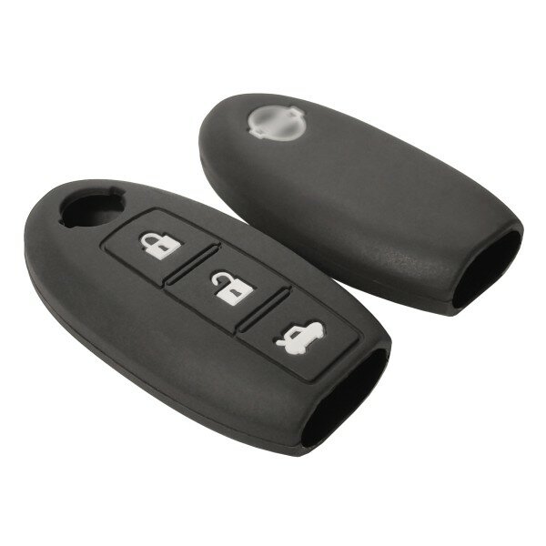 Чехол на ключ силиконовый для Nissan Teana, X-Trail, Livina, Tiida, Versa, Qashqai (3 кнопки, чёрный) #22051