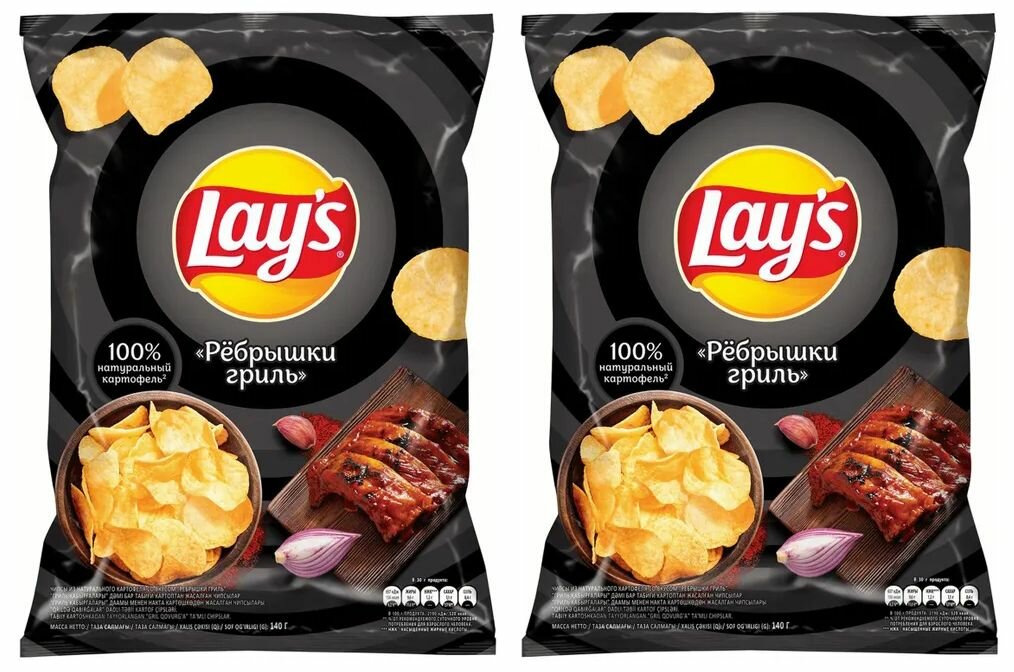 Чипсы картофельные Lay's Ребрышки гриль 140 грамм - 2 штуки