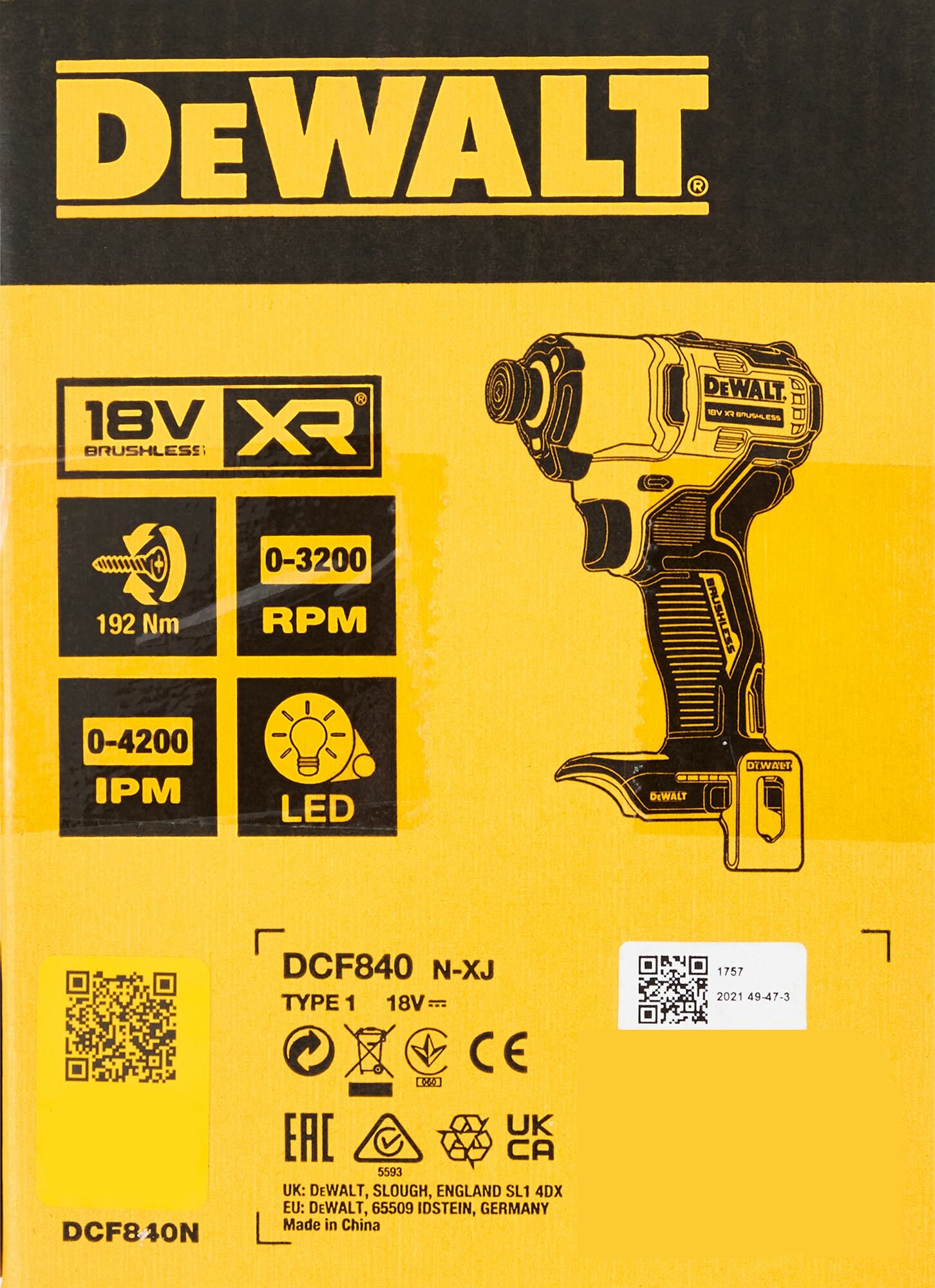 Винтоверт аккумуляторный бесщеточный Dewalt DCF840N-XJ, 18 В Li-ion, 190 Нм, без АКБ и ЗУ - фотография № 6