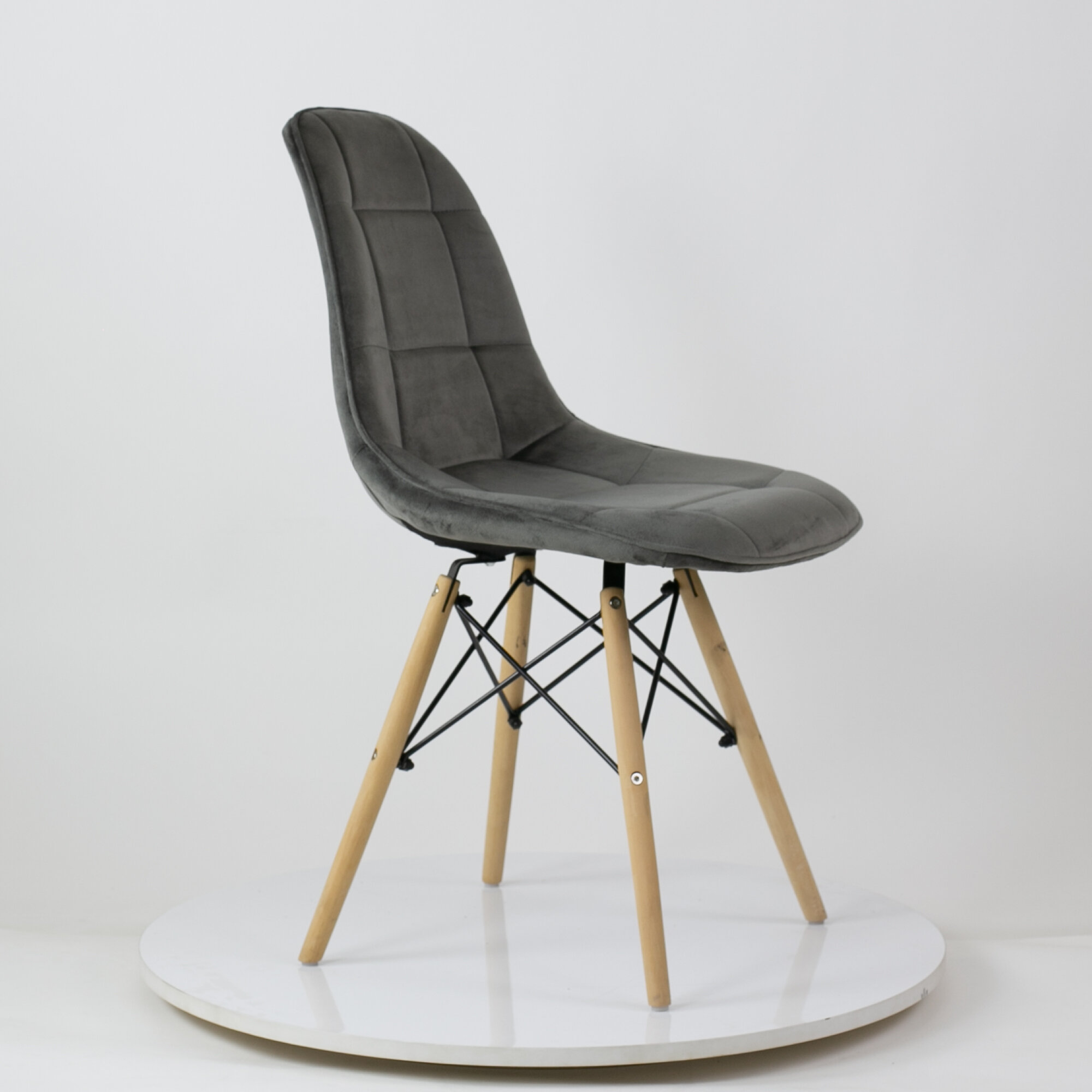 Стул Barneo N-43 Pulsante велюр темно-серый, Eames style - фотография № 2