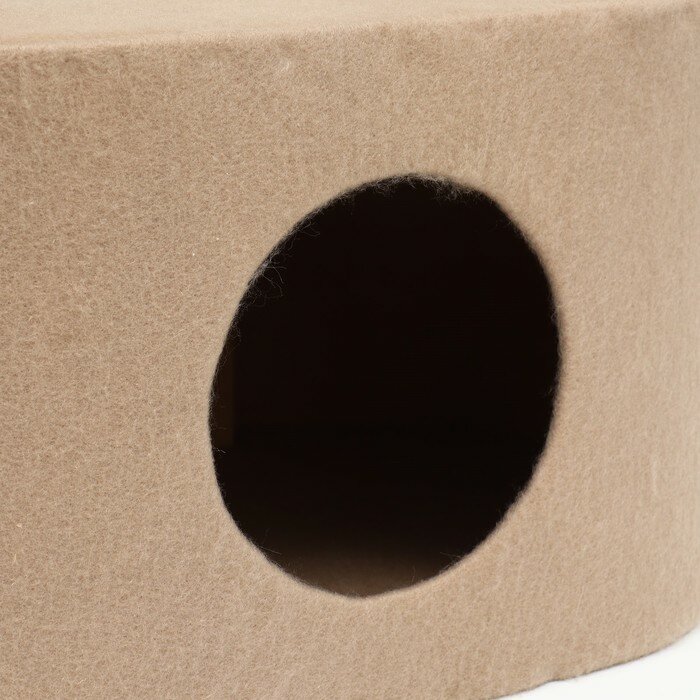 Домик для кошек с когтеточкой, с овальной полкой, 54 х 34 х 80 см, фетр, джут, коричневая - фотография № 8