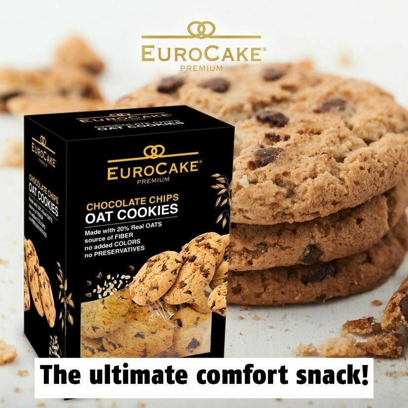 Овсяное печенье EuroCake Premium "Chocolate Chips" с кусочкими шоколада нетто 175г,ОАЭ - фотография № 2