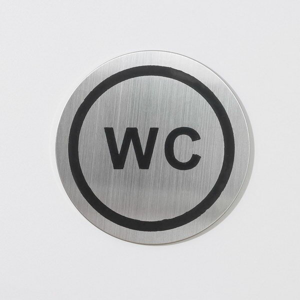 Табличка информационная "WC" d=6 см нержавеющая сталь клейкая основа