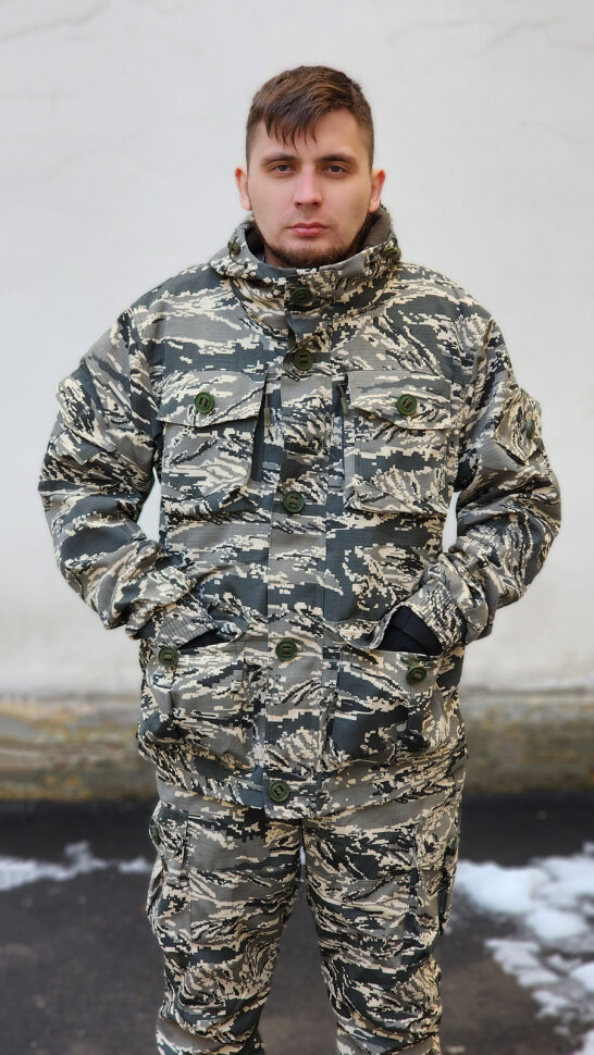 Камуфляжный костюм на флисе, рип-стоп, "тигр", 48-50/173-175