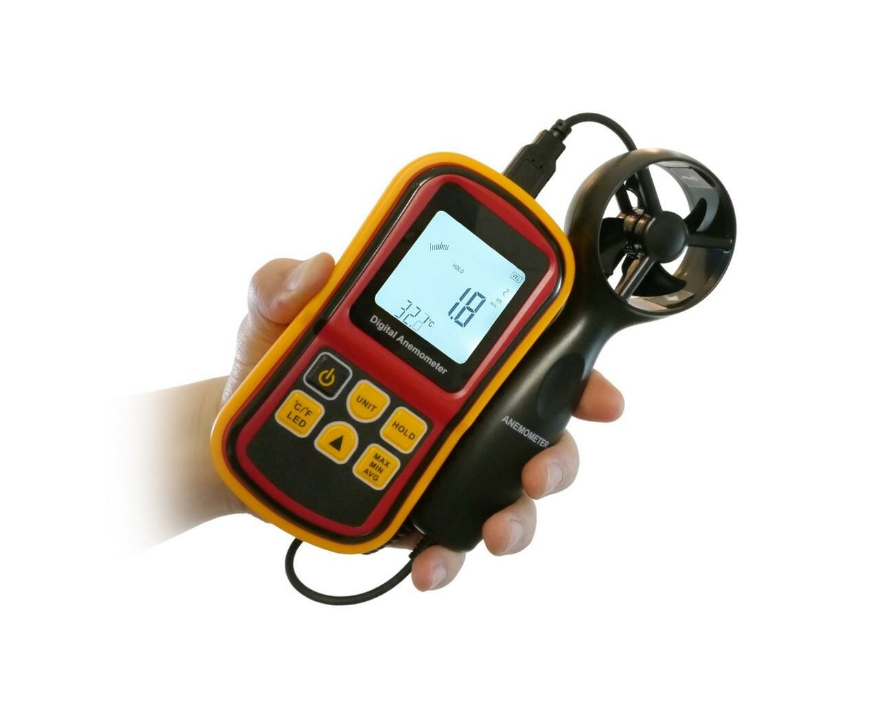 фото Термоанемометр с крыльчаткой HT-GM.8901 (6V) (W4613RU) для измерения скорости воздуха и температуры. Замер скорости ветра и воздуха